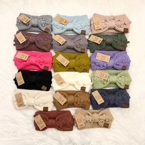 C.C Bobble Bow Knit Headband, Cute Headband, Warm Headband, Winter Cozy Headwrap